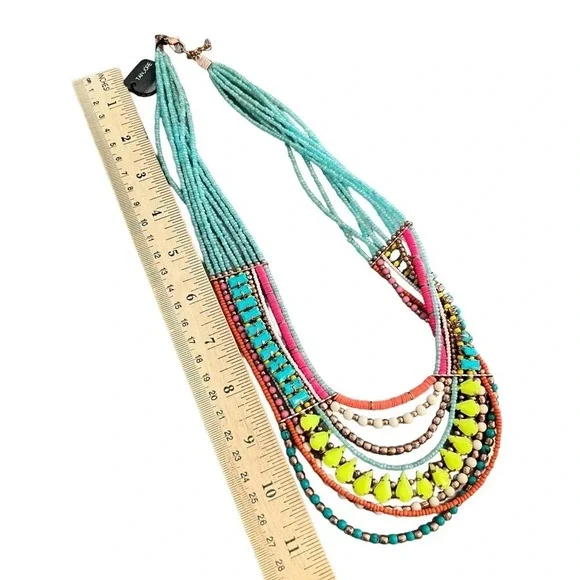 NWT Tandore Multicolored Bead and Stone Boho Statement Bib Necklace - Picture 3 of 4